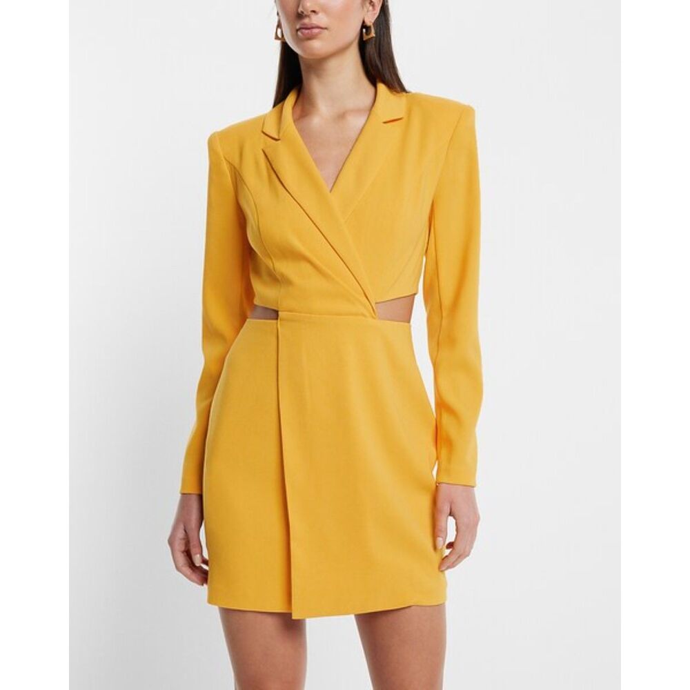 Express Cutout Mini Blazer Dress in Orange Mango - S | Small